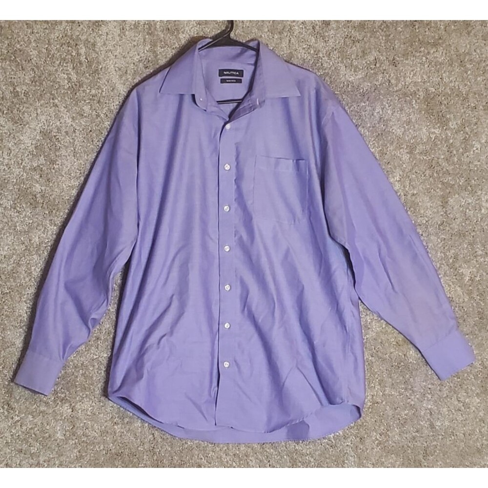 Nautica Men's Purple Non-Iron Long Sleeve Button Up Size 16 1/2 34/35 (L)